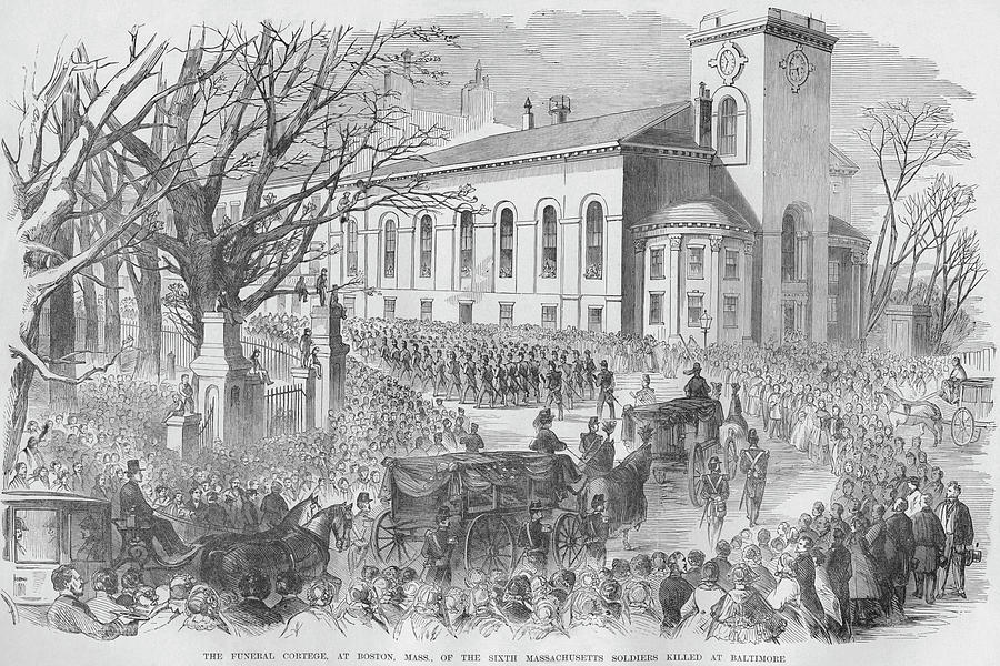 Funeral procession in Boston for the soldiers killed in Baltimore