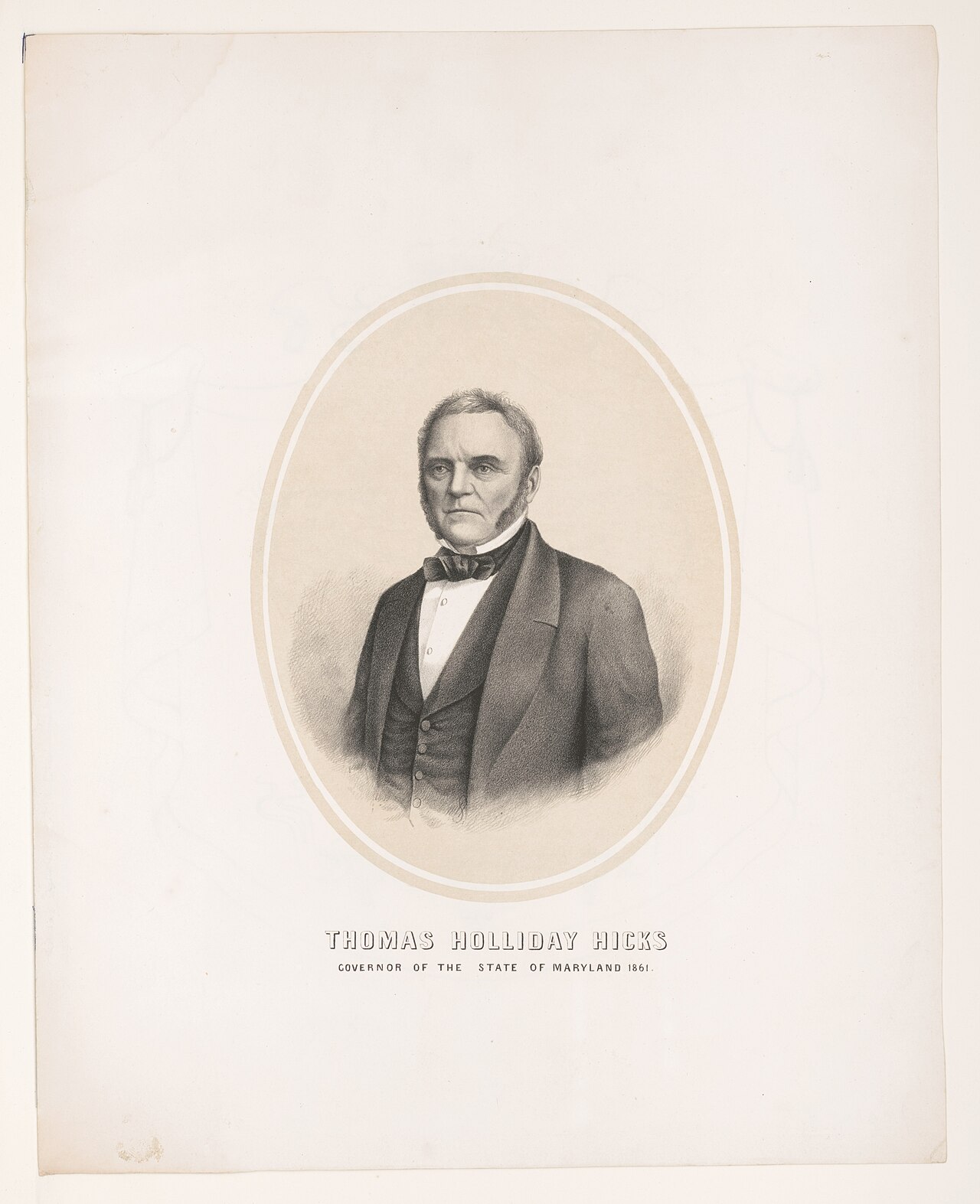 Portrait of Maryland governor Thomas H. Hicks