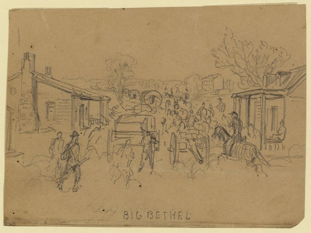 Pencil sketch of Big Bethel by Alfred Waud